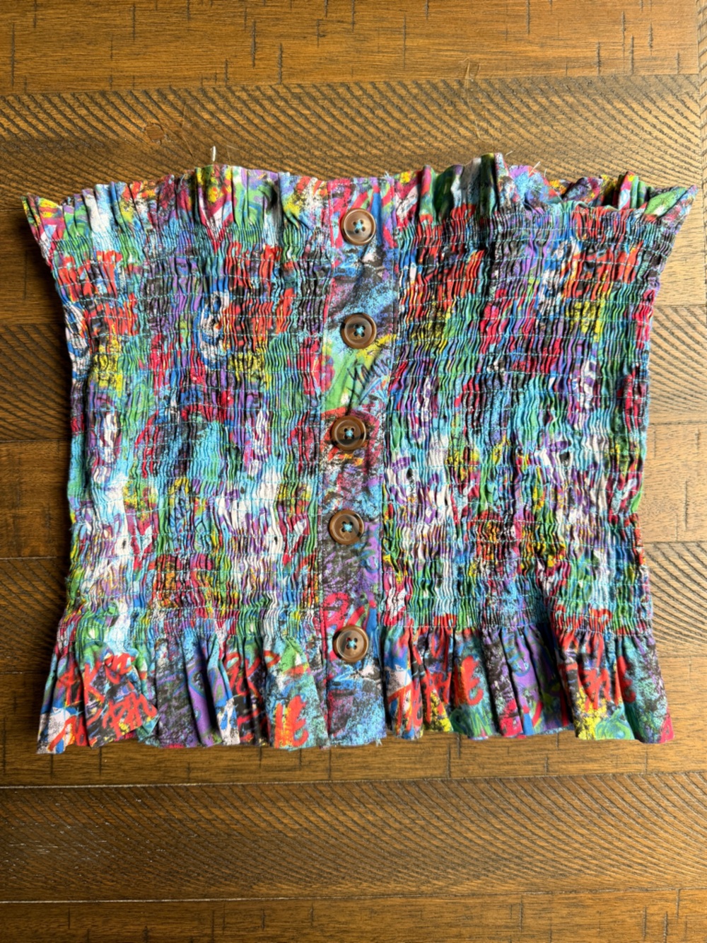 IKY‎ & Me Smocked Tube Top Y2K Festival Art Girl Boho Coachella Fairy Cotton